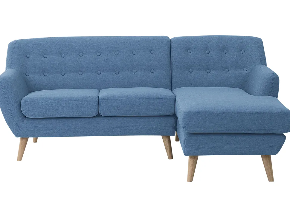 Left Hand Fabric Corner Sofa Blue Motala