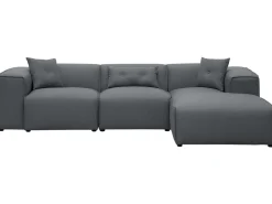Left Hand Fabric Corner Sofa Dark Grey Dolva