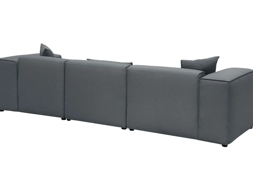 Left Hand Fabric Corner Sofa Dark Grey Dolva