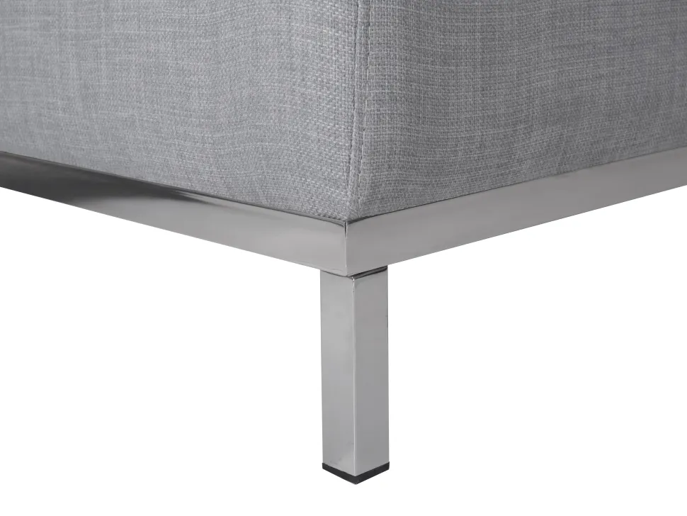 Left Hand Fabric Corner Sofa With Ottoman Light Grey Oslo