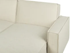 Left Hand Fabric Corner Sofa Bed Beige Romedal