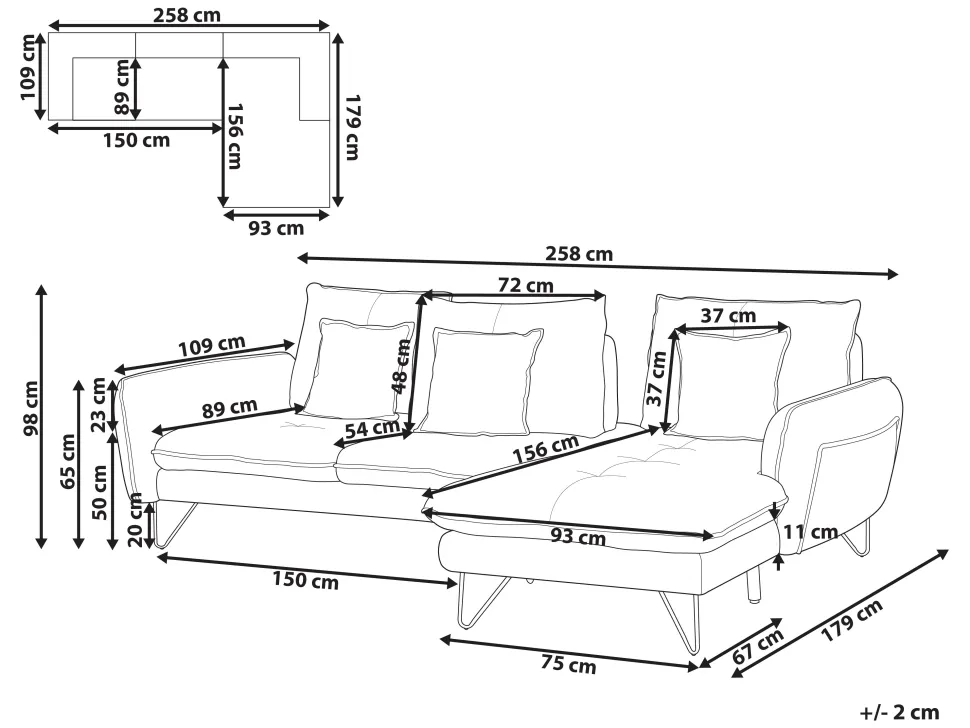 Left Hand Fabric Corner Sofa Beige Sersan