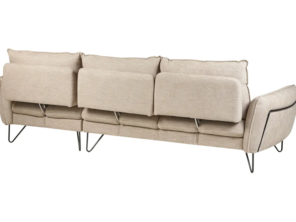 Left Hand Fabric Corner Sofa Beige Sersan