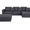 Left Hand Fabric Corner Sofa With Ottoman Grey Oslo