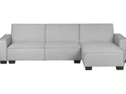 Left Hand Fabric Corner Sofa Bed Light Grey Romedal