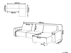Left Hand Fabric Corner Sofa Bed Light Grey Romedal