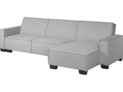 Left Hand Fabric Corner Sofa Bed Light Grey Romedal