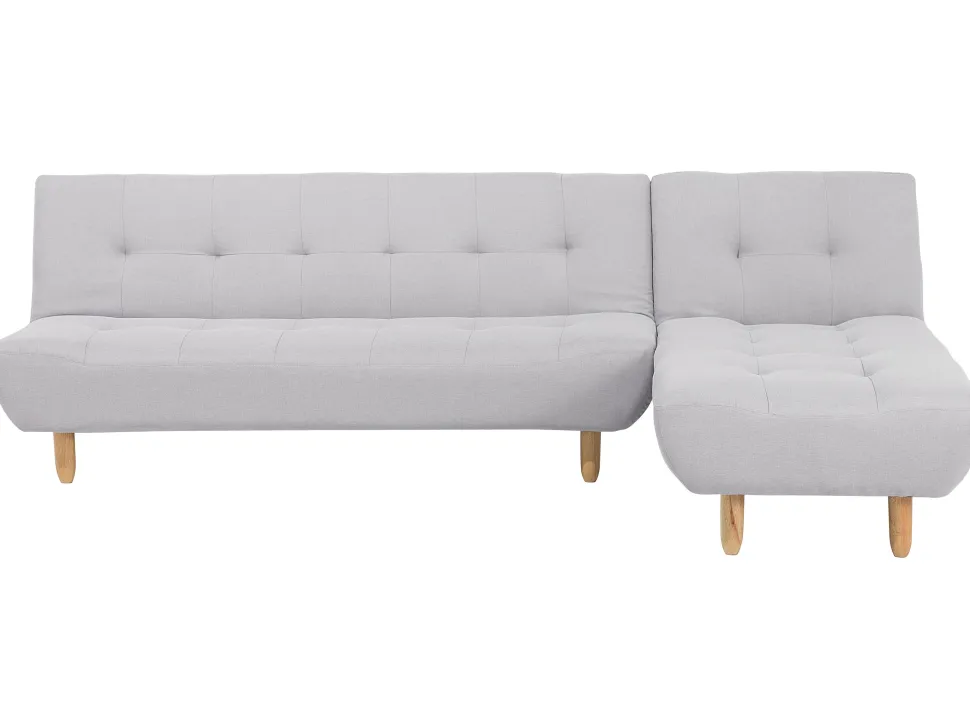 Left Hand Fabric Corner Sofa Bed Light Grey Alsten