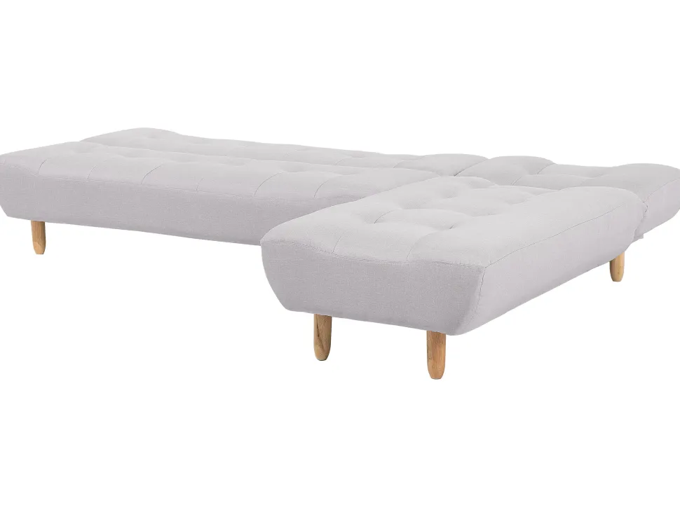 Left Hand Fabric Corner Sofa Bed Light Grey Alsten