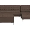Left Hand Fabric Corner Sofa With Ottoman Brown Aberdeen
