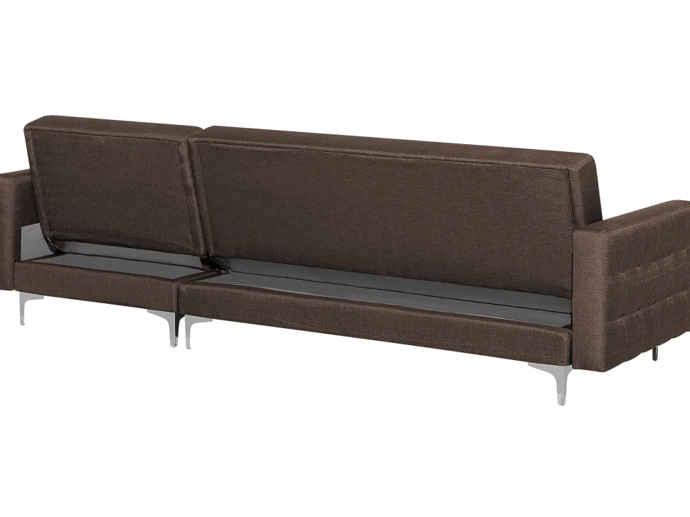 Left Hand Fabric Corner Sofa With Ottoman Brown Aberdeen