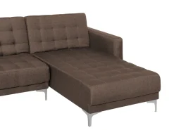 Left Hand Fabric Corner Sofa With Ottoman Brown Aberdeen