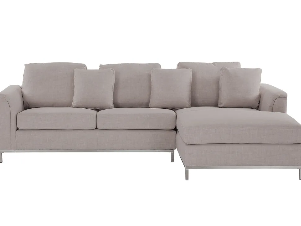 Left Hand Fabric Corner Sofa Beige Oslo