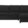 Left Hand Fabric Corner Sofa Bed With Storage Black Nesna