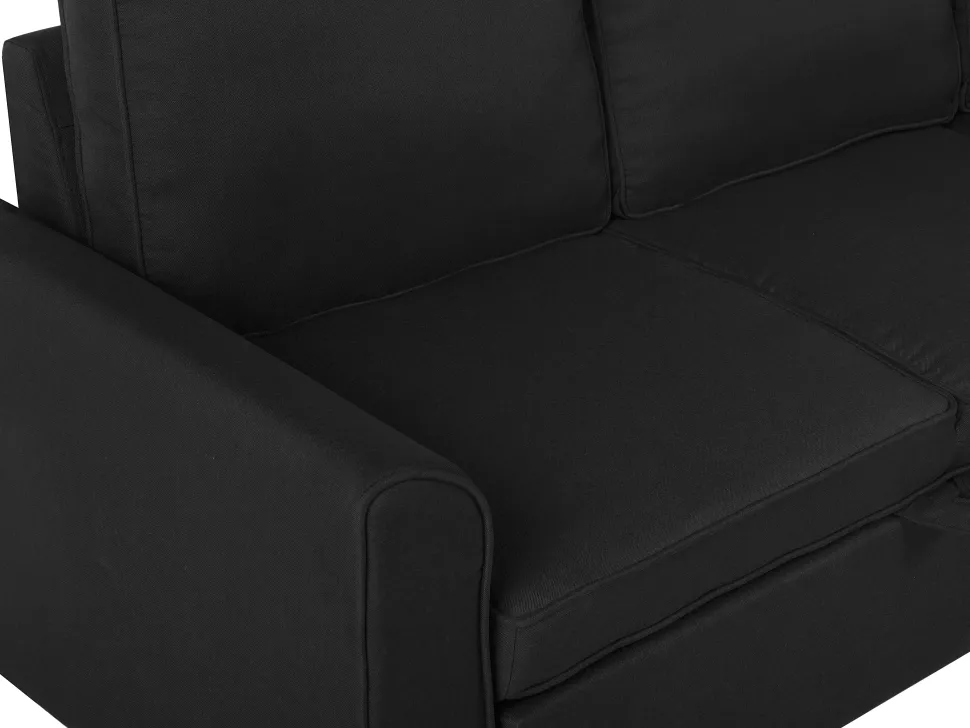 Left Hand Fabric Corner Sofa Bed With Storage Black Nesna