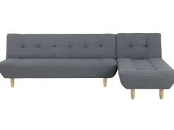 Left Hand Fabric Corner Sofa Bed Grey Alsten