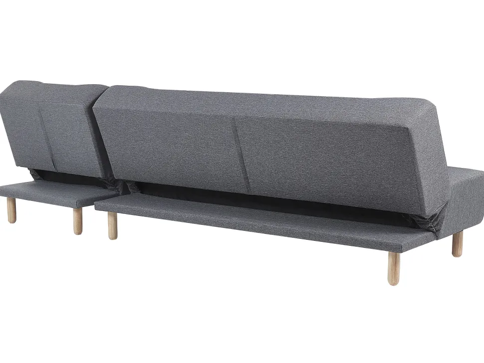 Left Hand Fabric Corner Sofa Bed Grey Alsten