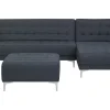 Left Hand Fabric Corner Sofa With Ottoman Dark Grey Aberdeen