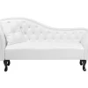 Left Hand Faux Leather Chaise Lounge White Lattes