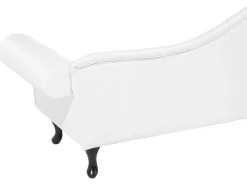 Left Hand Faux Leather Chaise Lounge White Lattes