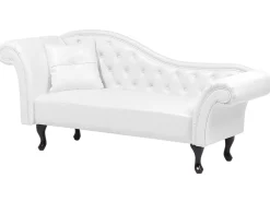 Left Hand Faux Leather Chaise Lounge White Lattes