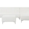 Left Hand Faux Leather Corner Sofa With Ottoman White Aberdeen