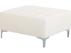 Left Hand Faux Leather Corner Sofa With Ottoman White Aberdeen