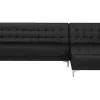 Left Hand Faux Leather Corner Sofa Black Aberdeen