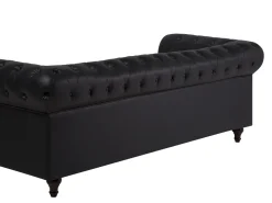 Left Hand Faux Leather Corner Sofa Black Chesterfield