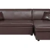 Left Hand Faux Leather Corner Sofa Bed With Storage Dark Brown Ogna