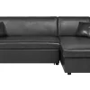Left Hand Faux Leather Corner Sofa Bed With Storage Black Ogna