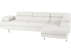Left Hand Faux Leather Corner Sofa White Norrea