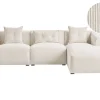 Left Hand Jumbo Cord Corner Sofa Off-White Dolva