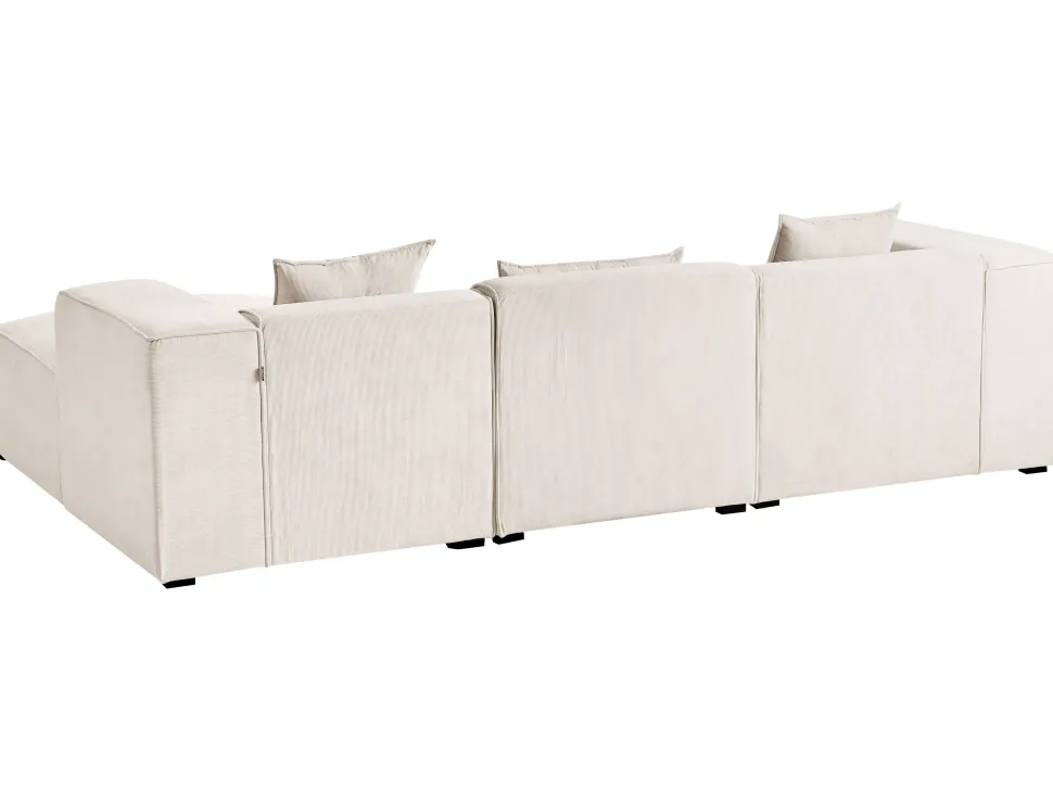 Left Hand Jumbo Cord Corner Sofa Off-White Dolva
