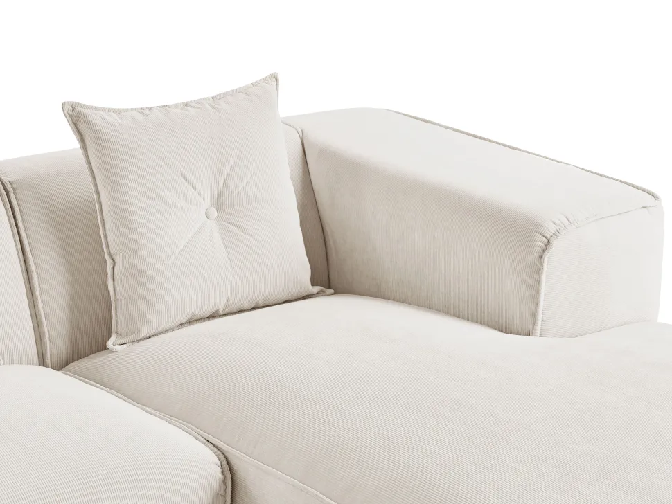 Left Hand Jumbo Cord Corner Sofa Off-White Dolva