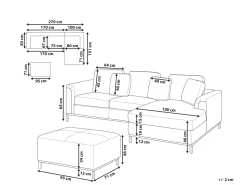 Left Hand Leather Corner Sofa With Ottoman Beige Oslo