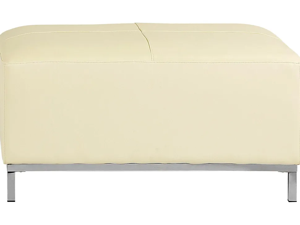Left Hand Leather Corner Sofa With Ottoman Beige Oslo