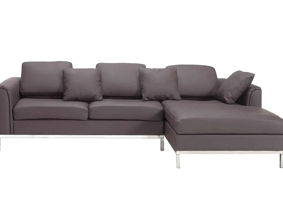 Left Hand Leather Corner Sofa Brown Oslo