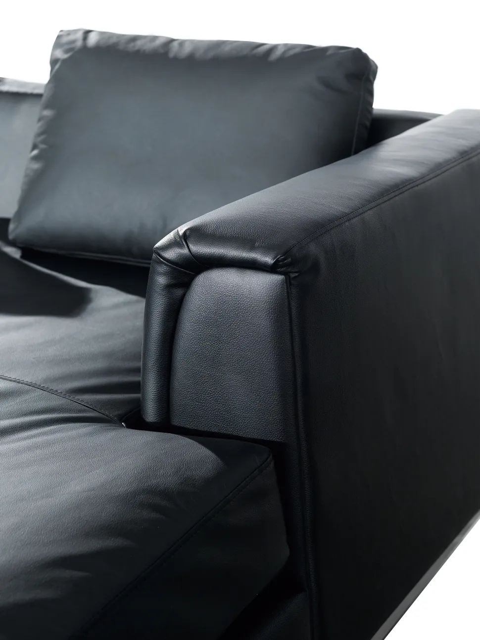 Left Hand Leather Corner Sofa With Ottoman Black Oslo