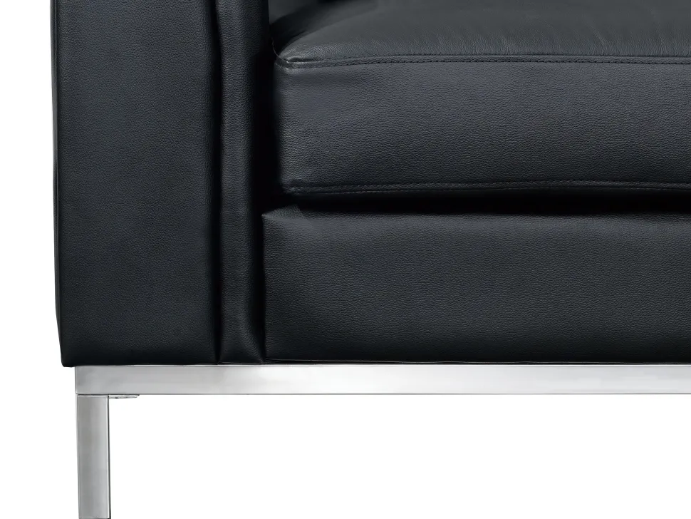 Left Hand Leather Corner Sofa With Ottoman Black Oslo