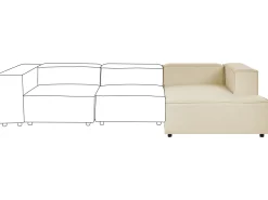 Left Hand Linen Chaise Lounge Beige Aprica