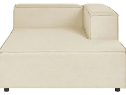 Left Hand Linen Chaise Lounge Beige Aprica