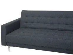 Left Hand Modular Fabric Sofa With Ottoman Dark Grey Aberdeen
