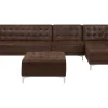 Left Hand Modular Faux Leather Sofa With Ottoman Brown Aberdeen