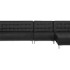 Left Hand Modular Faux Leather Sofa Black Aberdeen