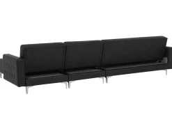 Left Hand Modular Faux Leather Sofa Black Aberdeen