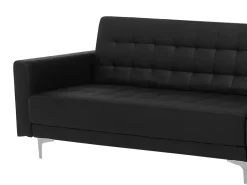 Left Hand Modular Faux Leather Sofa Black Aberdeen