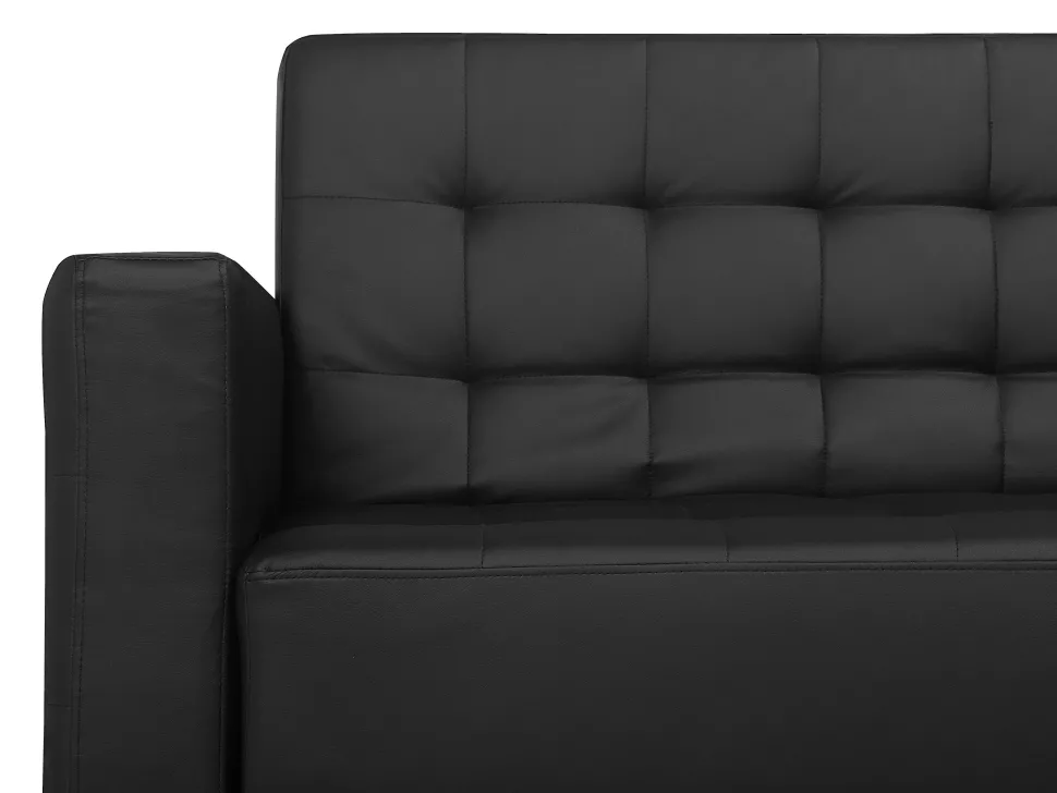 Left Hand Modular Faux Leather Sofa Black Aberdeen