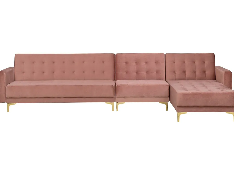Left Hand Modular Velvet Sofa Pink Aberdeen