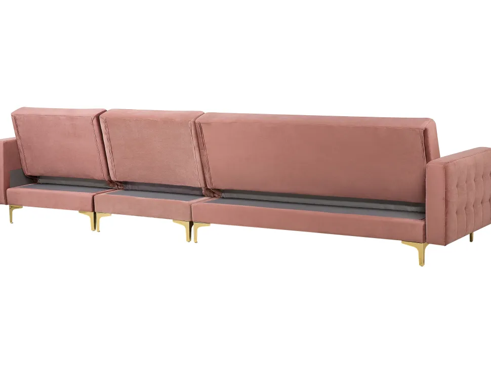 Left Hand Modular Velvet Sofa Pink Aberdeen